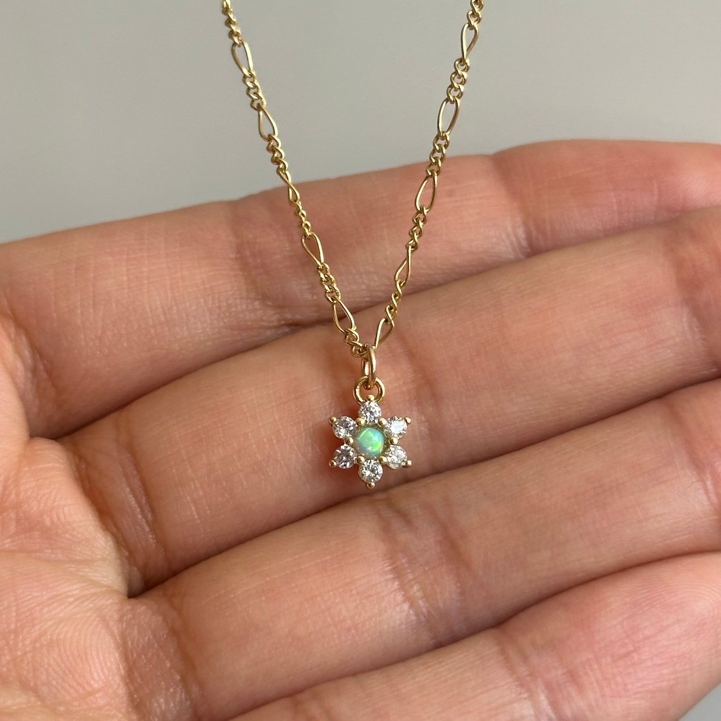 Dainty Opal Flower Necklace