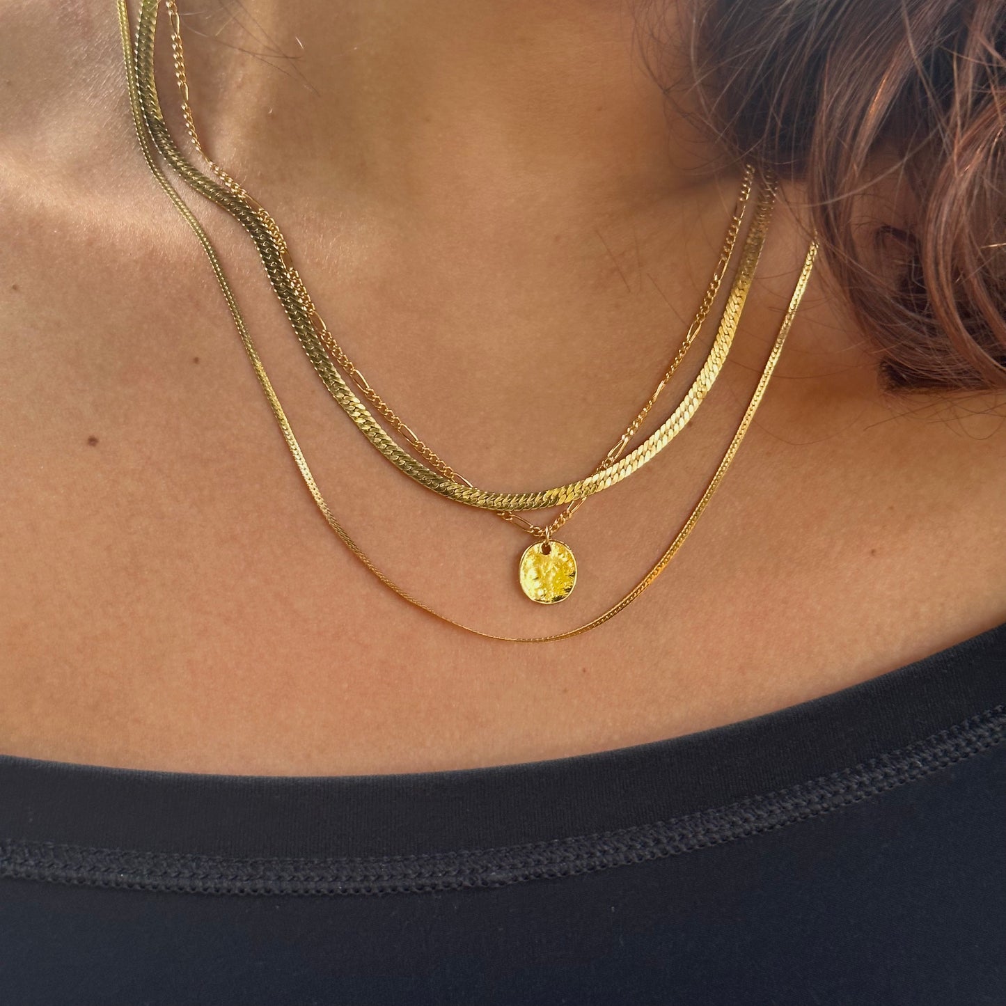 Everyday waterproof gold and gold-filled jewelry accessories for sensitive skin, no tarnish  dainty small flat herringbone necklace