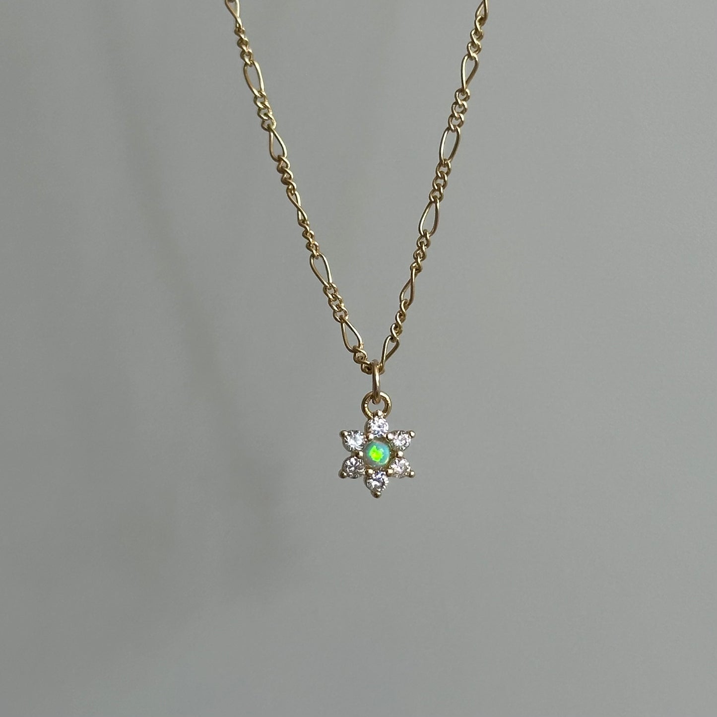 Dainty Opal Flower Necklace