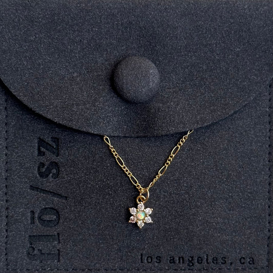 Dainty Opal Flower Necklace